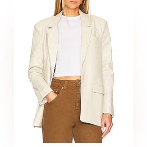 STEVE MADDEN Audrey Vegan Faux Leather Blazer Jacket in Bone Size Medium